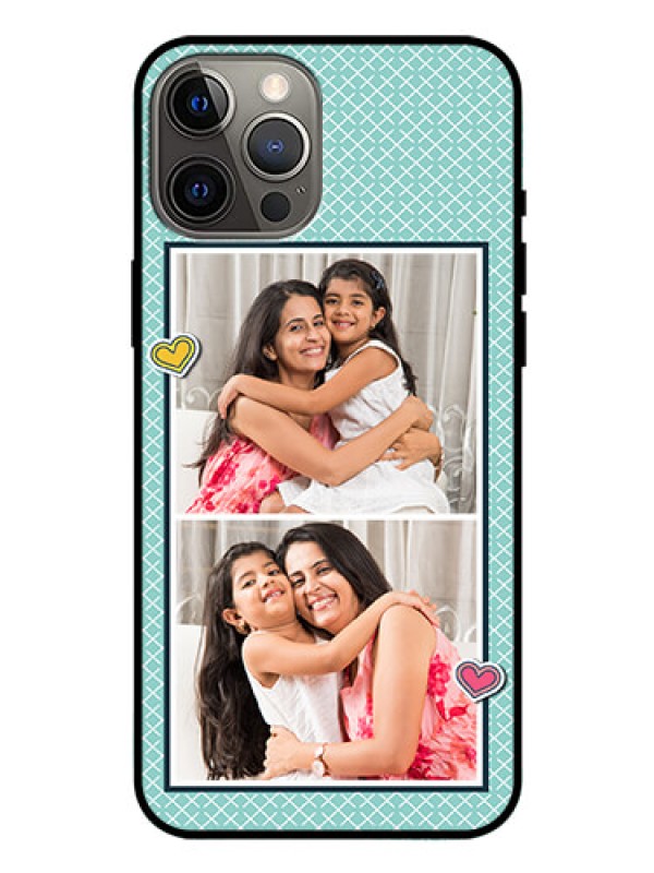 Custom Iphone 12 Pro Max Custom Glass Phone Case  - 2 Image Holder with Pattern Design