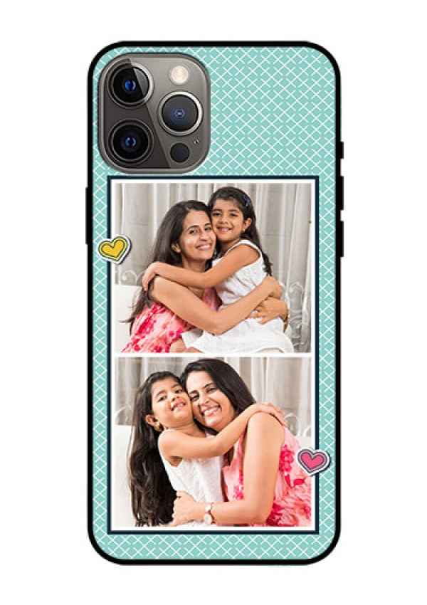 Iphone 12 Pro Max Custom Glass Phone Case  - 2 Image Holder with Pattern Design