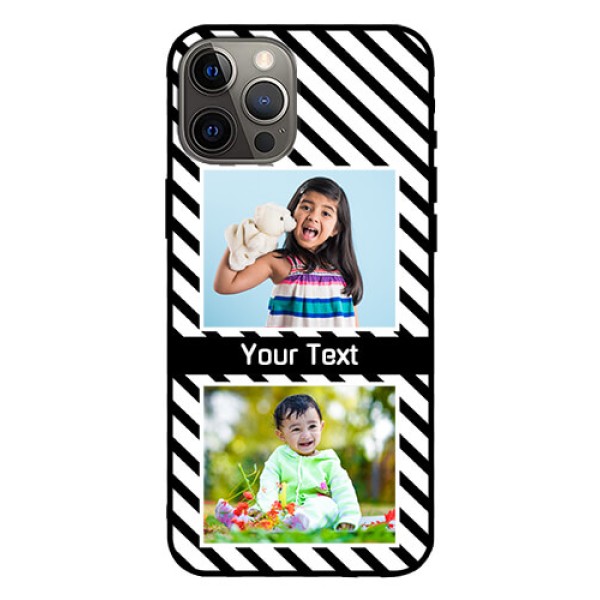 Iphone 12 Pro Max Photo Printing on Glass Case  - Black And White Stripes Design