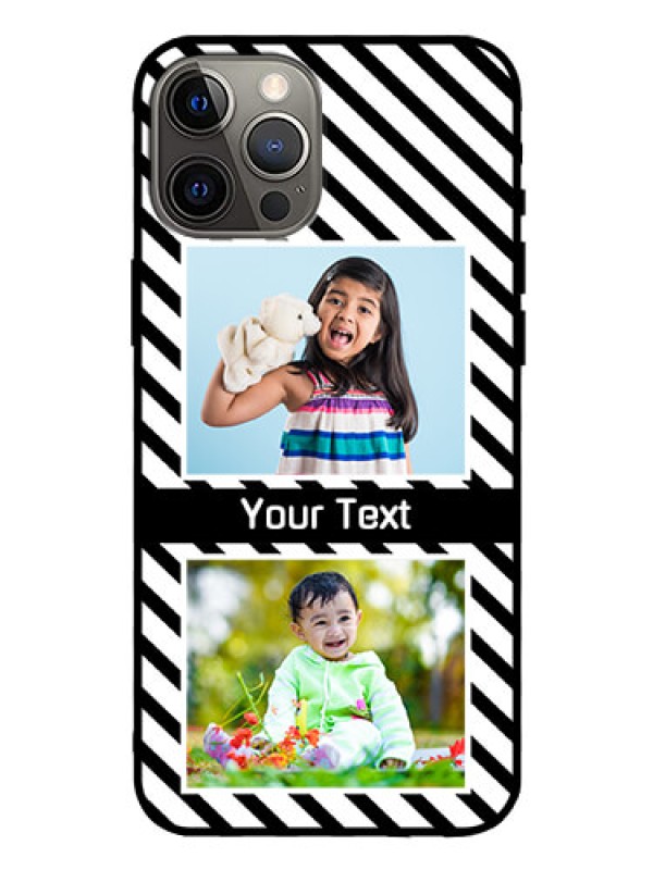 Custom Iphone 12 Pro Max Photo Printing on Glass Case  - Black And White Stripes Design