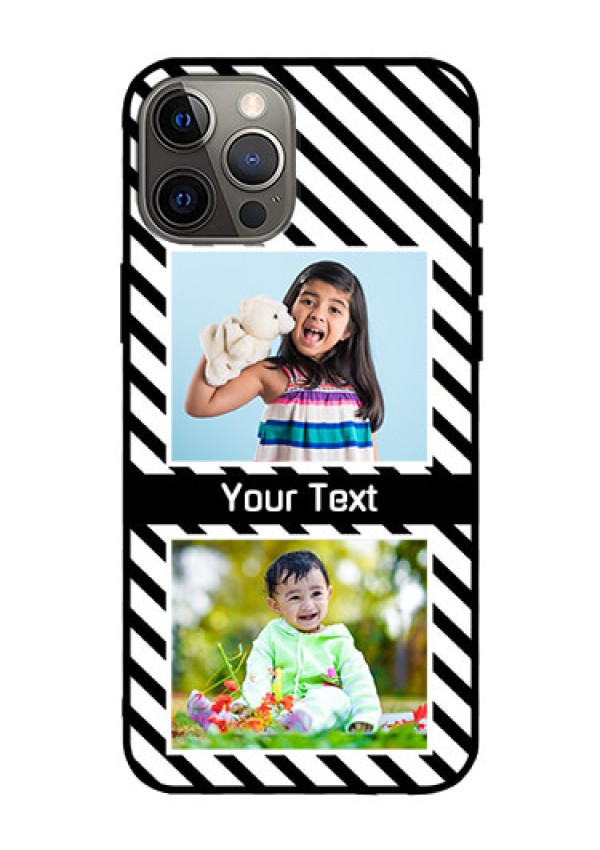 Iphone 12 Pro Max Photo Printing on Glass Case  - Black And White Stripes Design