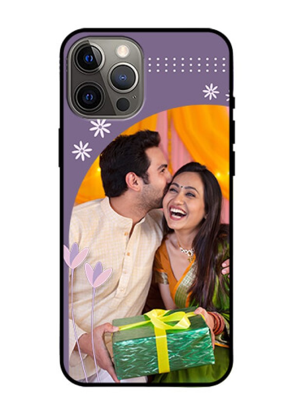 Iphone 12 Pro Max Custom Glass Mobile Case  - Lavender flowers design 