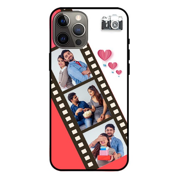 Iphone 12 Pro Max Personalized Glass Phone Case  - 3 Image Holder with Film Reel