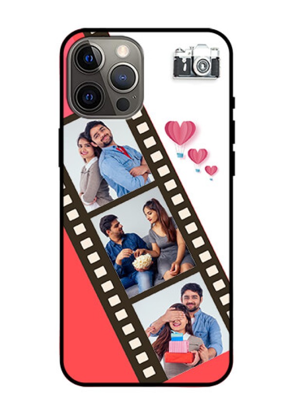 Iphone 12 Pro Max Personalized Glass Phone Case  - 3 Image Holder with Film Reel