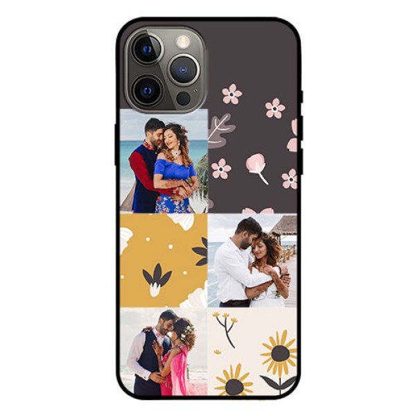 Iphone 12 Pro Max Photo Printing on Glass Case  - 3 Images with Floral Design