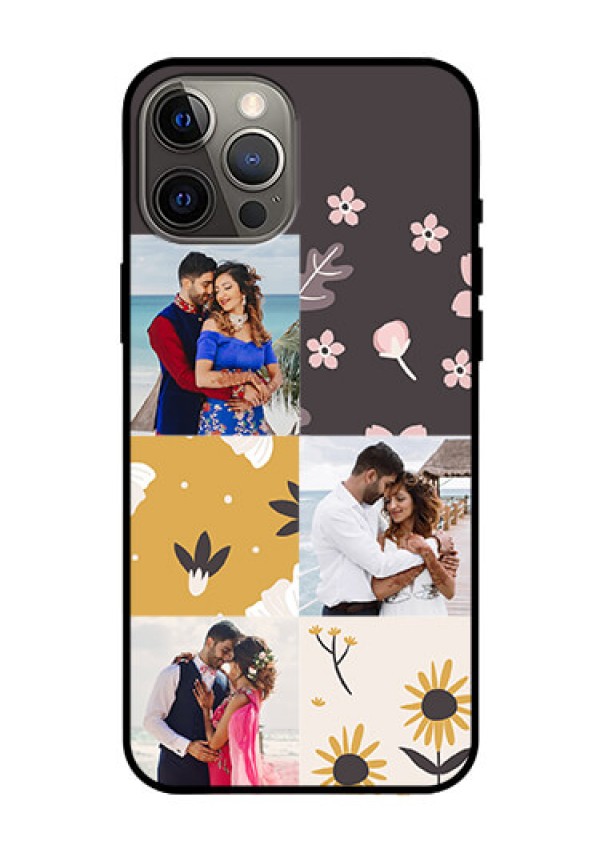 Iphone 12 Pro Max Photo Printing on Glass Case  - 3 Images with Floral Design