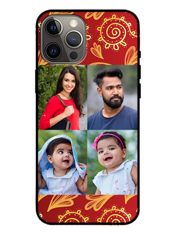Custom Iphone 12 Pro Max Photo Printing on Glass Case  - 4 Image Traditional Design