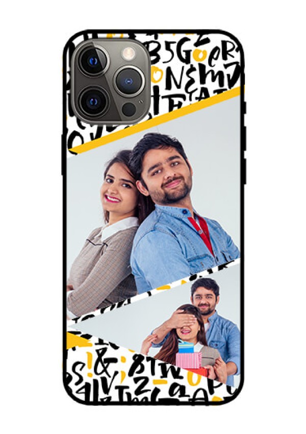 Iphone 12 Pro Max Custom Glass Mobile Case  - Letters Pattern Design