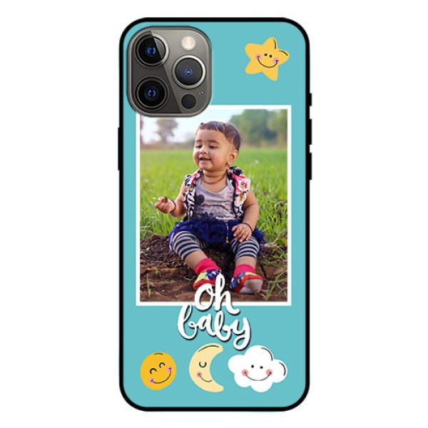 Iphone 12 Pro Max Personalized Glass Phone Case  - Smiley Kids Stars Design