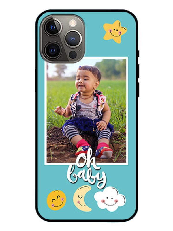 Custom Iphone 12 Pro Max Personalized Glass Phone Case  - Smiley Kids Stars Design