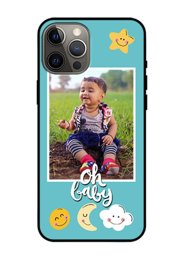 Iphone 12 Pro Max Personalized Glass Phone Case  - Smiley Kids Stars Design