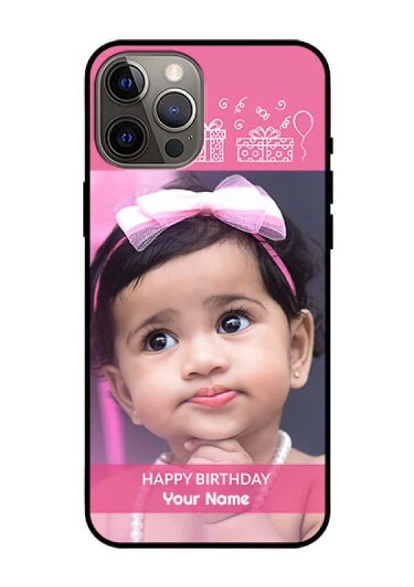Iphone 12 Pro Max Photo Printing on Glass Case  - with Birthday Line Art Design