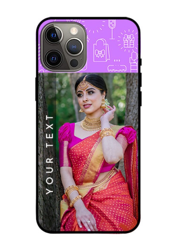 Iphone 12 Pro Max Custom Glass Mobile Case  - Birthday Icons Design