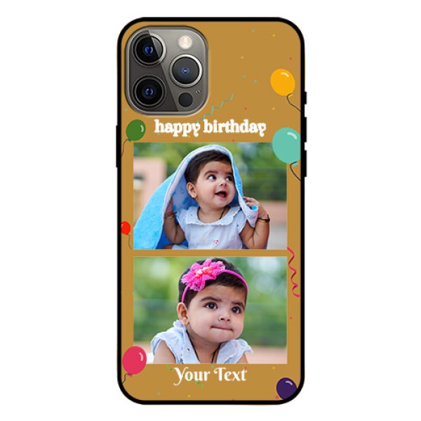 Iphone 12 Pro Max Personalized Glass Phone Case  - Image Holder with Birthday Celebrations Design