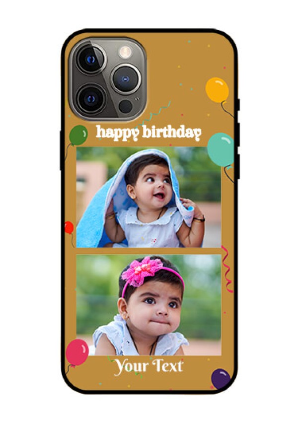 Iphone 12 Pro Max Personalized Glass Phone Case  - Image Holder with Birthday Celebrations Design