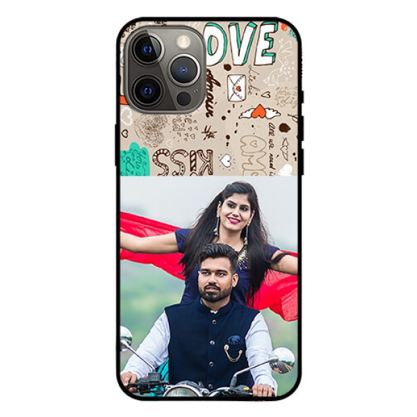 Iphone 12 Pro Max Custom Glass Phone Case - Love Doodle Pattern Iphone 12 Pro Max Custom Glass Phone Case - Love Doodle Pattern