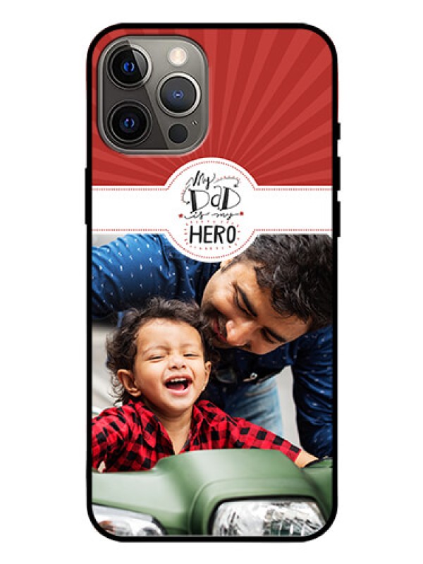 Custom Iphone 12 Pro Max Photo Printing on Glass Case  - My Dad Hero Design