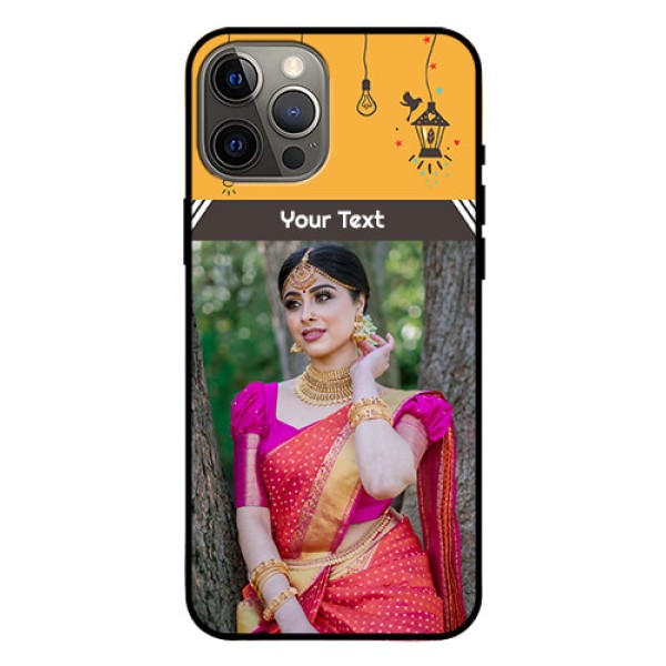 Iphone 12 Pro Max Custom Glass Mobile Case  - with Family Picture and Icons 
