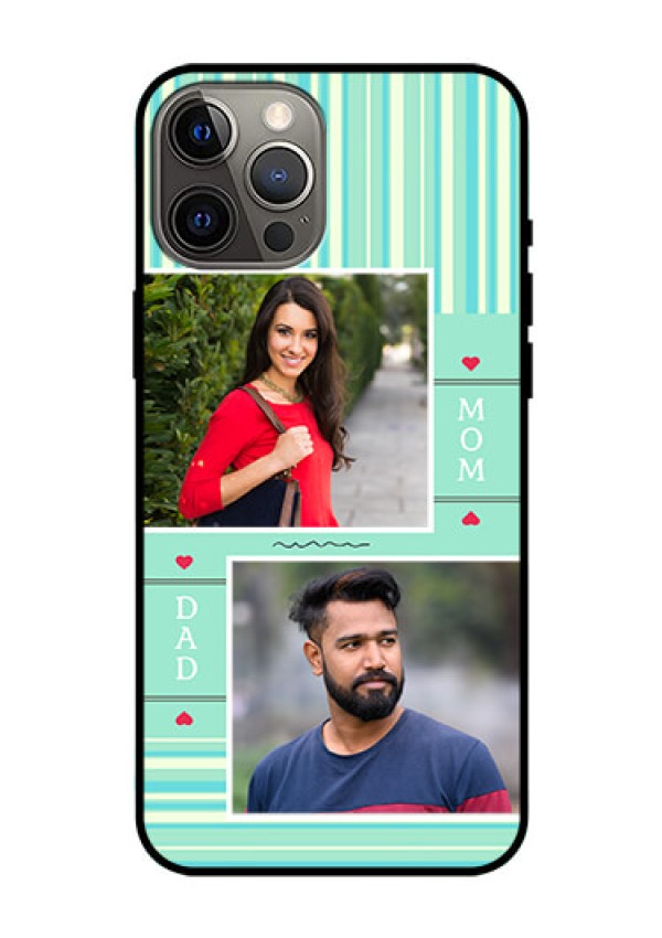 Iphone 12 Pro Max Custom Glass Phone Case  - Mom & Dad Pic Design