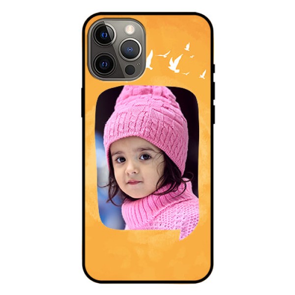 Iphone 12 Pro Max Personalized Glass Phone Case - Water Color Design with Bird Icons Iphone 12 Pro Max Personalized Glass Phone Case - Water Color Design with Bird Icons