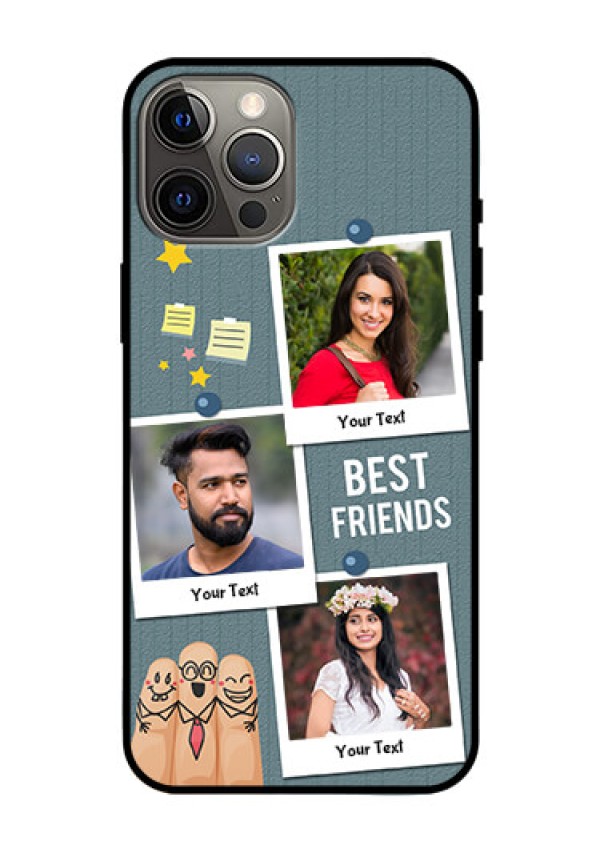 Iphone 12 Pro Max Personalized Glass Phone Case  - Sticky Frames and Friendship Design