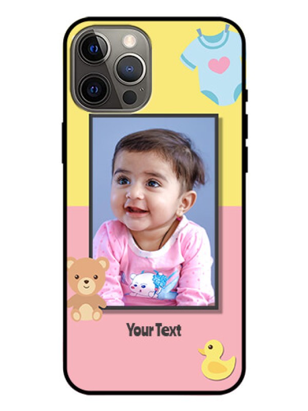 Custom Iphone 12 Pro Max Photo Printing on Glass Case  - Kids 2 Color Design