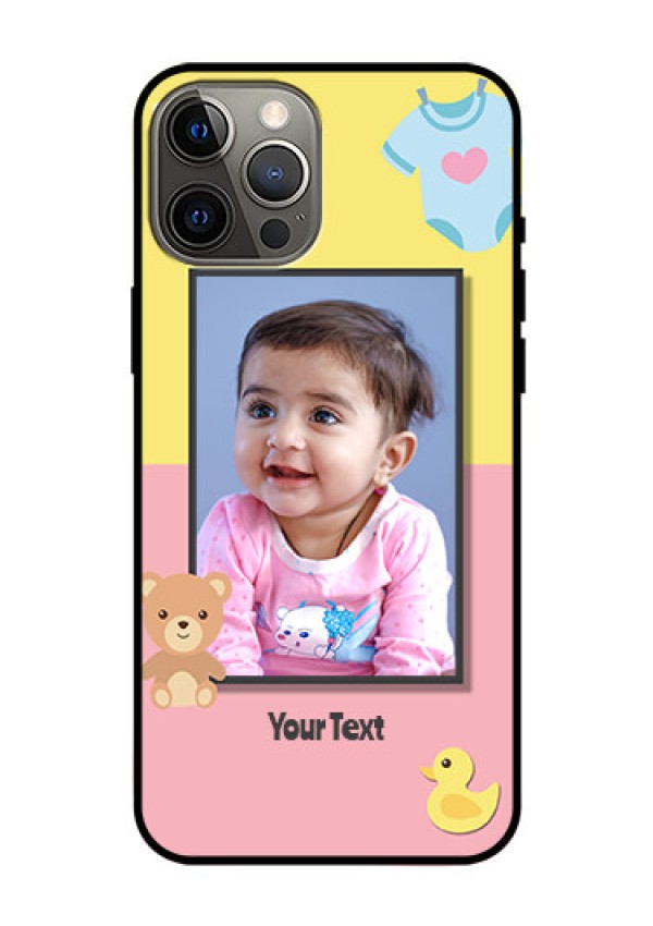 Iphone 12 Pro Max Photo Printing on Glass Case  - Kids 2 Color Design