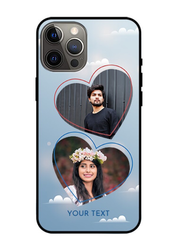 Iphone 12 Pro Max Custom Glass Mobile Case  - Blue Color Couple Design 