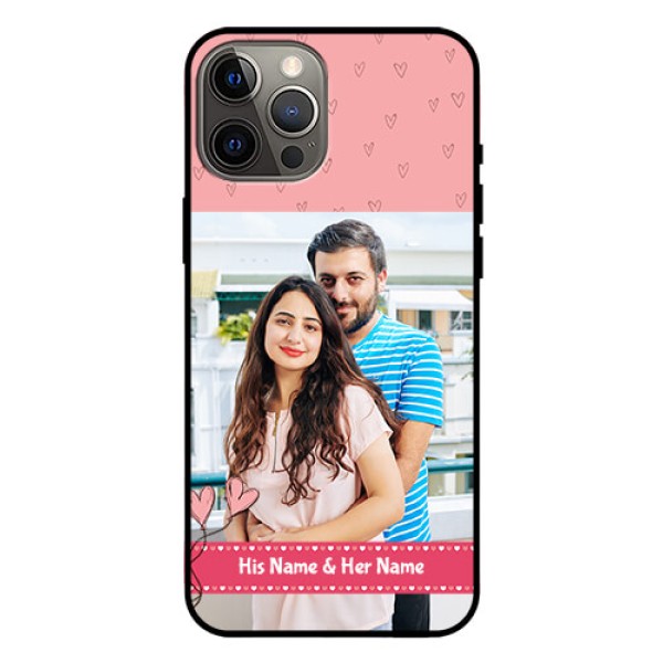 Iphone 12 Pro Max Personalized Glass Phone Case  - Love Design Peach Color