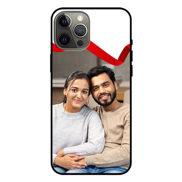 Iphone 12 Pro Max Photo Printing on Glass Case - Red Ribbon Frame Design Iphone 12 Pro Max Photo Printing on Glass Case - Red Ribbon Frame Design
