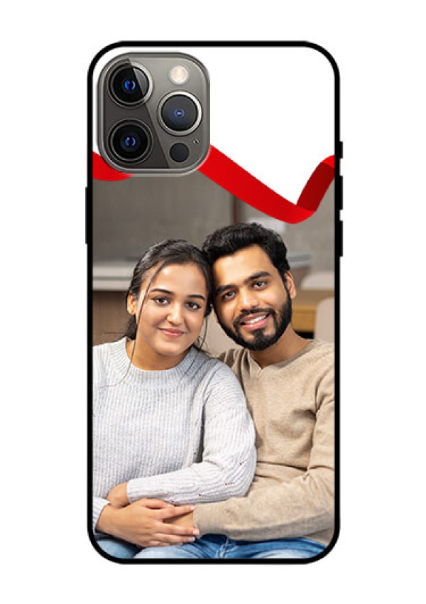 Iphone 12 Pro Max Photo Printing on Glass Case  - Red Ribbon Frame Design