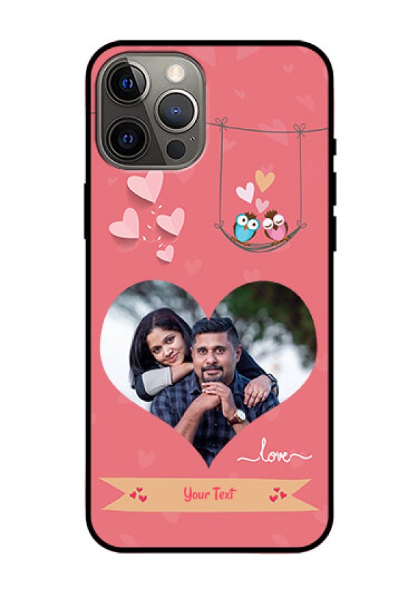 Iphone 12 Pro Max Personalized Glass Phone Case  - Peach Color Love Design 