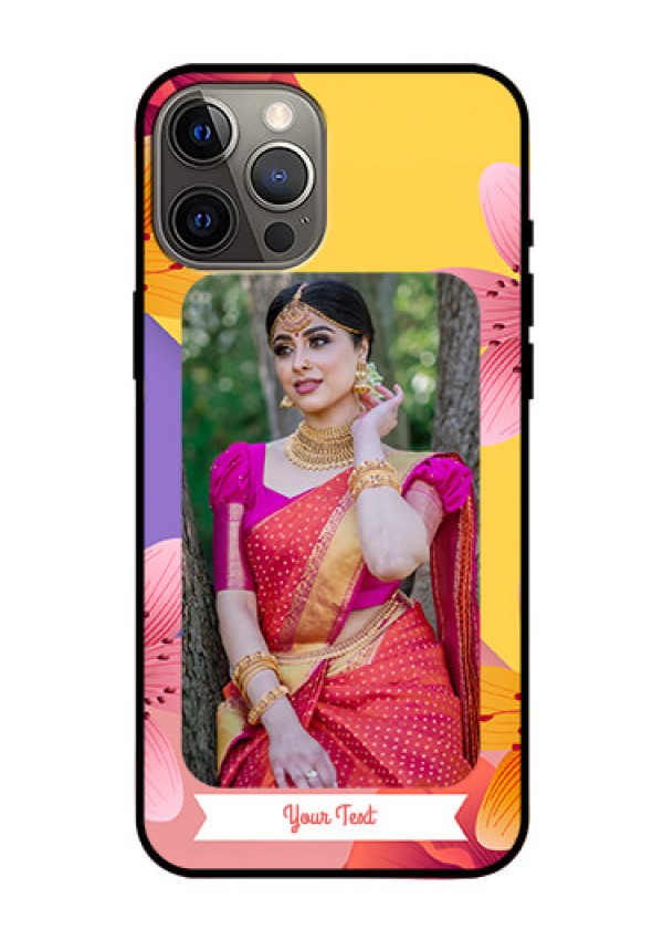 Iphone 12 Pro Max Custom Glass Mobile Case  - 3 Image With Vintage Floral Design