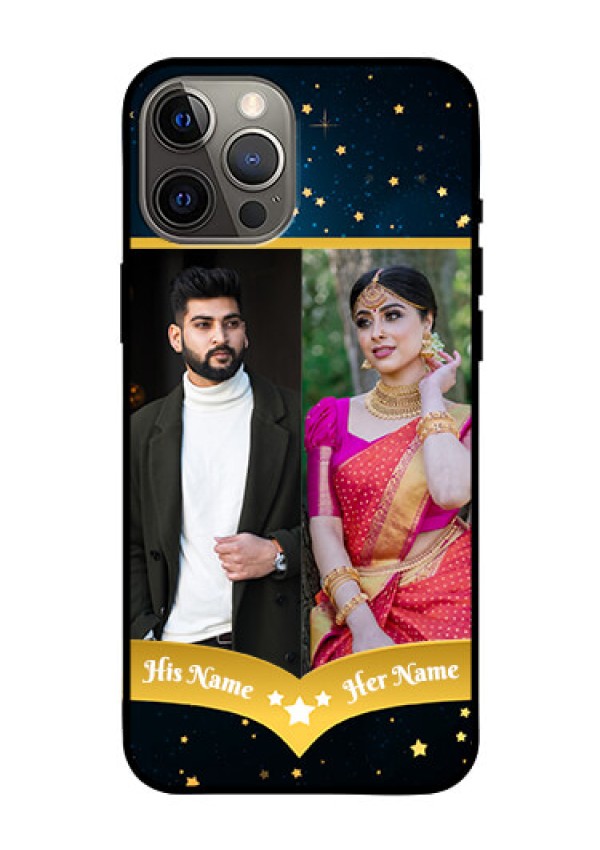 Iphone 12 Pro Max Custom Glass Phone Case  - Galaxy Stars Backdrop Design