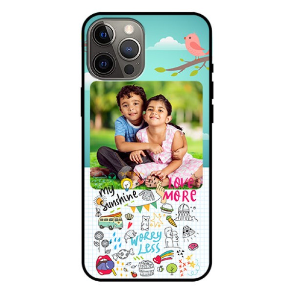 Iphone 12 Pro Max Photo Printing on Glass Case  - Doodle love Design