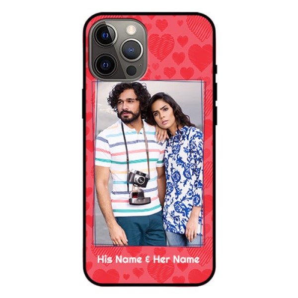 Iphone 12 Pro Max Photo Printing on Glass Case - with Red Heart Symbols Design Iphone 12 Pro Max Photo Printing on Glass Case - with Red Heart Symbols Design