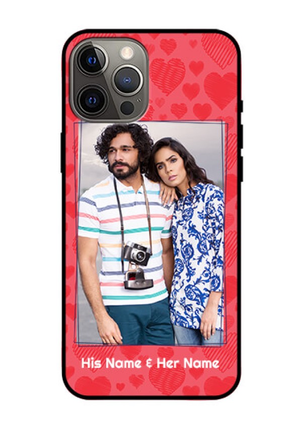 Iphone 12 Pro Max Photo Printing on Glass Case  - with Red Heart Symbols Design