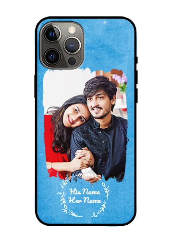 iPhone 12 Pro Max Custom Glass Phone Case - Blue Color Vintage Design