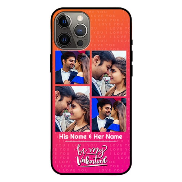 Iphone 12 Pro Max Custom Glass Phone Case  - I Love You Pink Design