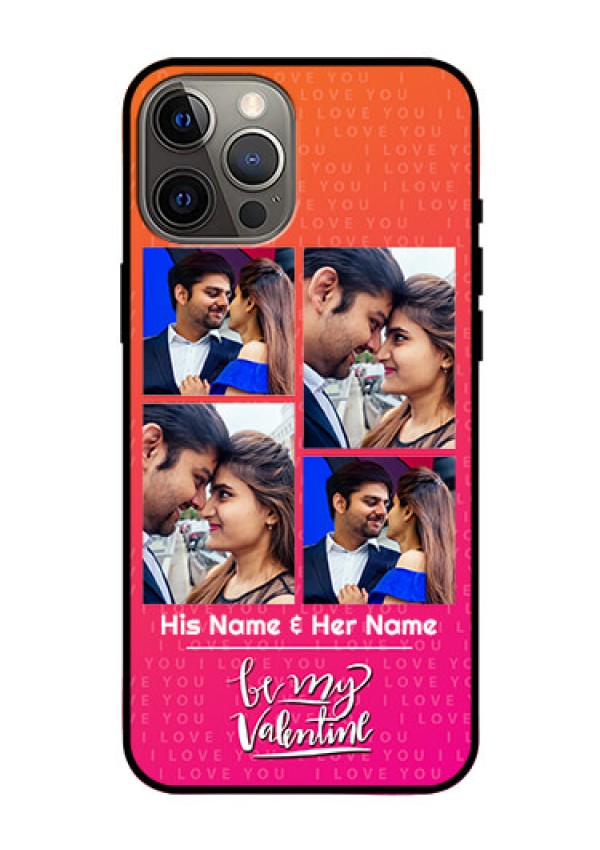 Iphone 12 Pro Max Custom Glass Phone Case  - I Love You Pink Design