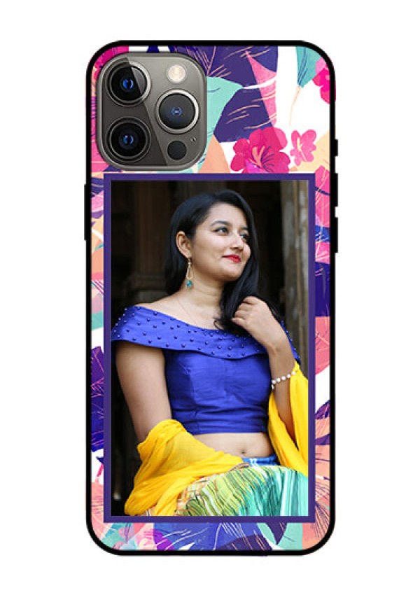 Iphone 12 Pro Max Custom Glass Mobile Case  - Abstract Floral Design