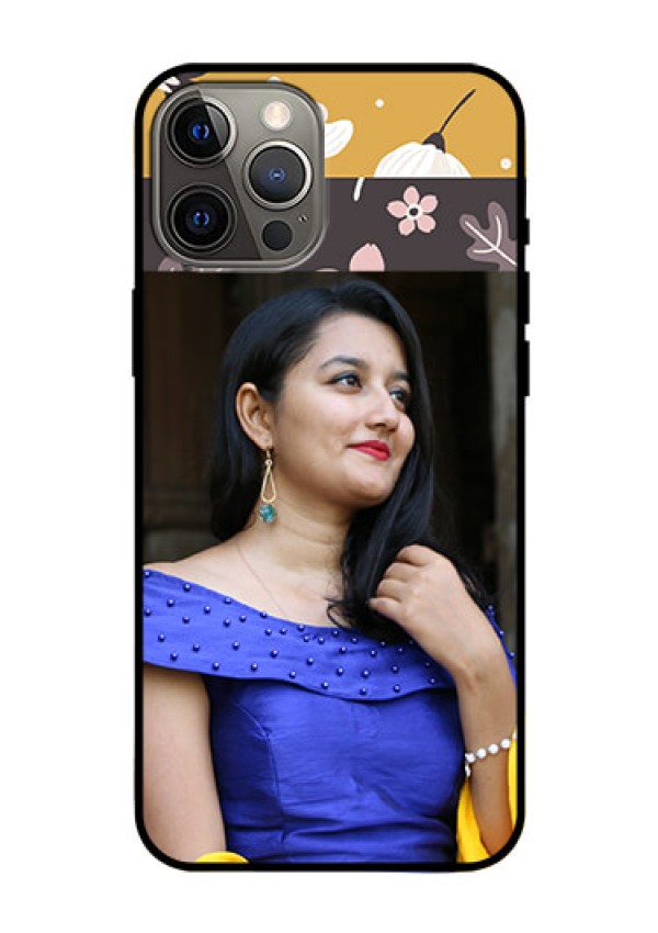 Iphone 12 Pro Max Custom Glass Phone Case  - Stylish Floral Design