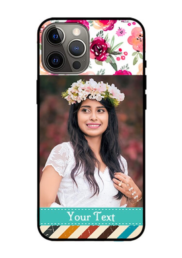 Iphone 12 Pro Max Custom Glass Phone Case  - Watercolor Floral Design