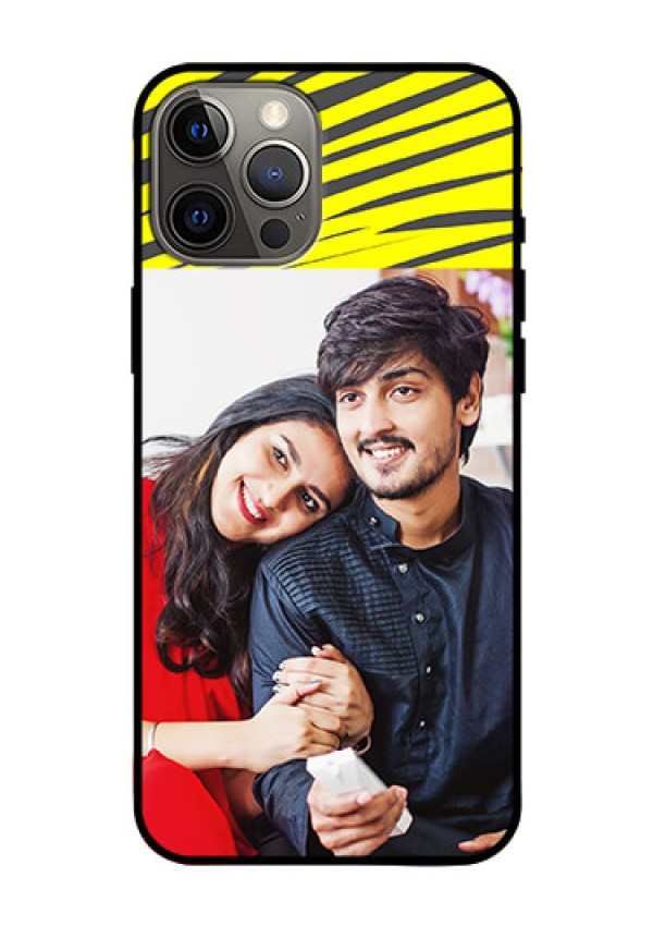 Iphone 12 Pro Max Photo Printing on Glass Case  - Yellow Abstract Design