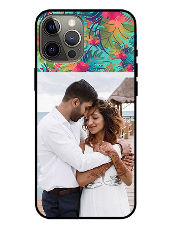 Custom Iphone 12 Pro Max Photo Printing on Glass Case  - Watercolor Floral Design