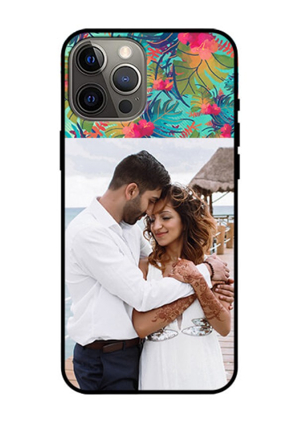 Iphone 12 Pro Max Photo Printing on Glass Case  - Watercolor Floral Design