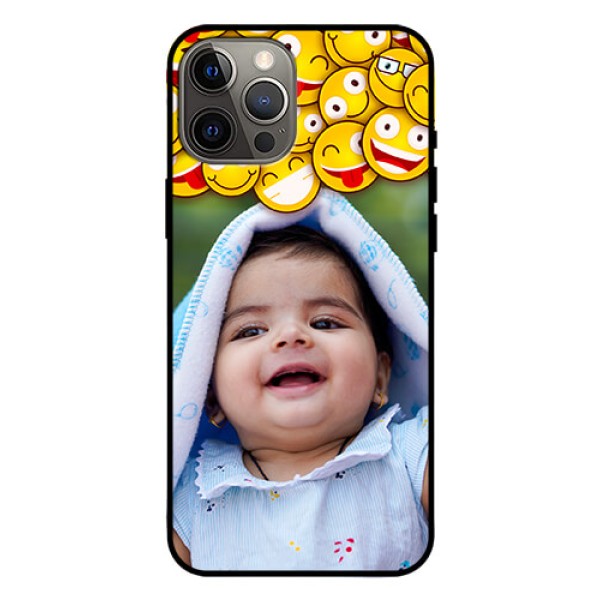 Iphone 12 Pro Max Custom Glass Mobile Case  - with Smiley Emoji Design