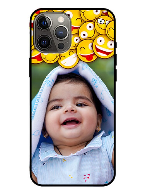 Custom Iphone 12 Pro Max Custom Glass Mobile Case  - with Smiley Emoji Design