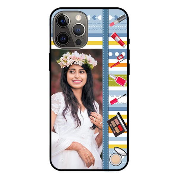 Iphone 12 Pro Max Personalized Glass Phone Case - Makeup Icons Design Iphone 12 Pro Max Personalized Glass Phone Case - Makeup Icons Design