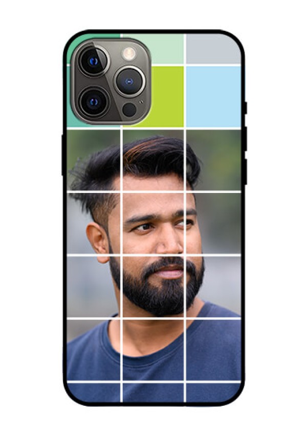 Iphone 12 Pro Max Photo Printing on Glass Case  - with white box pattern 
